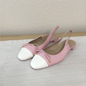 Stuart Weitzman Women's Sleek Bow Pointed Toe Slingback Flats size 7.5B